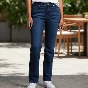 NYDJ MARILYN STRAIGHT LEG JEANS DARK NAVY WASH Size 10 Never Worn Like New